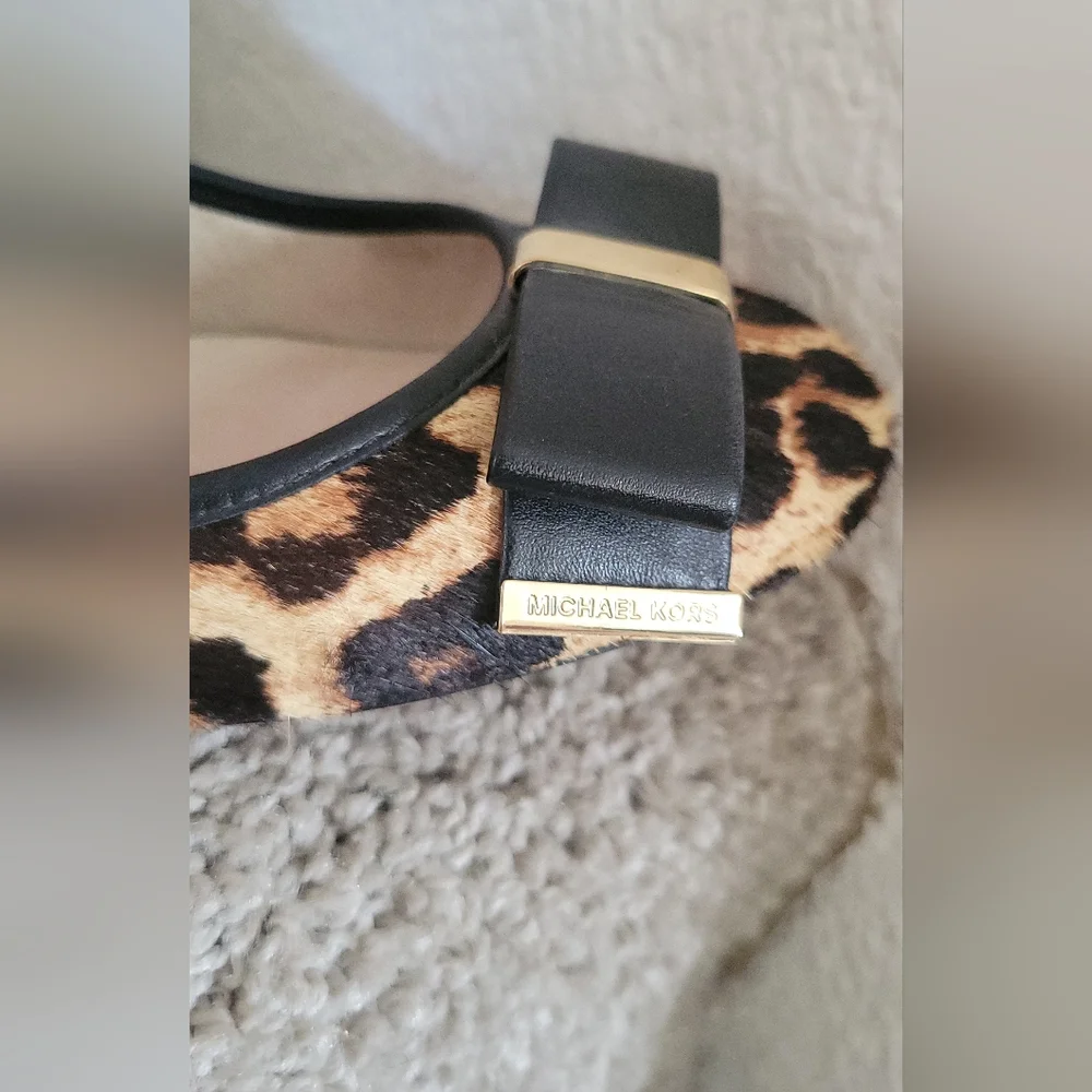 Michael Kors Brown and Black Heels with Leopard Print in Calf Hair.size 7.5